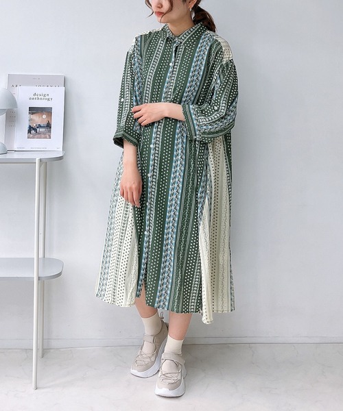 AS KNOW AS plus（アズノゥアズプラス）の「○異素材合わせて7分袖シャツワンピース（シャツワンピース・レディース・ネイビー系/ホワイト系/グリーン系/ブラック系/ブルー系/ブラック系1/ホワイト系1/イエロー系/ブラック系その他2/ブラック系2/グリーン系2/ブルー系2/ブラック系3/ブルー系3/ネイビー系3/ブラック系その他3/ベージュ系3/ブラック系4/ブラック系その他4/グリーン系5/ブルー系5/オレンジ系5/ブラック系5/ネイビー系6/ブルー系6/ブルー系その他6/ブラック系その他6/ブルー系7/ブルー系その他7/ブラック系6/ブラック系7/ブラック系その他/グレー系その他/グリーン系その他/ブルー系その他/ネイビー系7・FREE）」の20枚目の写真