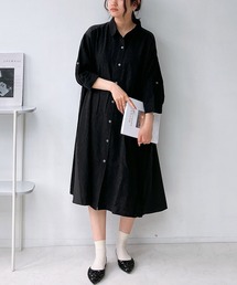 AS KNOW AS plus | ○異素材合わせて7分袖シャツワンピース(シャツワンピース)