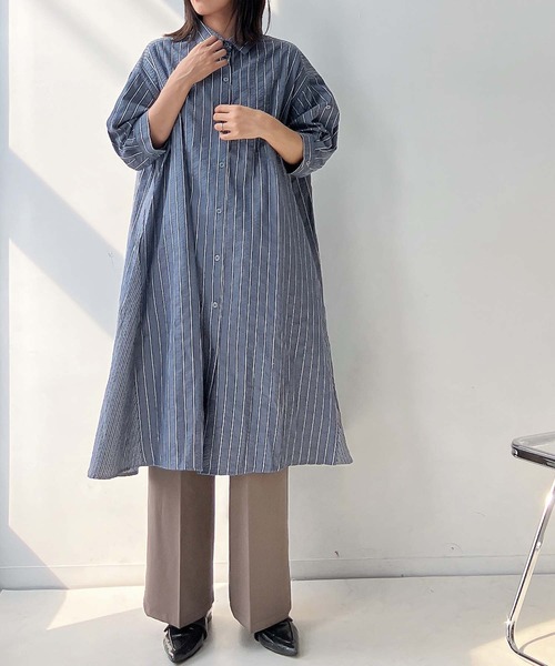 アズノウアズ 花柄シャツワンピース ブルー 楽天市場】アズノウアズ シャツワンピースの通販