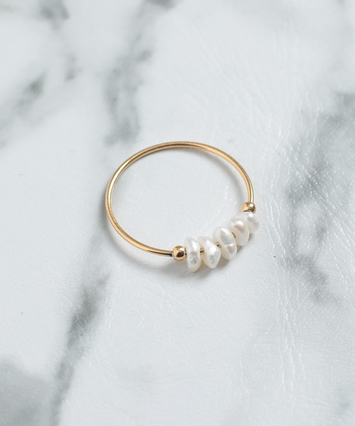 SETUP7（セットアップセブン）の「【SETUP7】金属アレルギー対応 ステンレスパールリング HKO（リング・レディース・ゴールド・8/11）」の3枚目の写真
