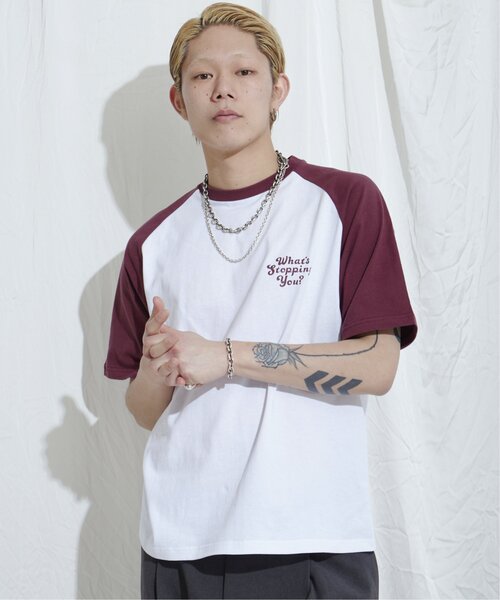 NO NEED（ノーニード）の「ラグランバックプリント クルーネック Tシャツ（Tシャツ/カットソー・メンズ・ブラック/ダークグリーン/レッド系その他・M/L）」の14枚目の写真