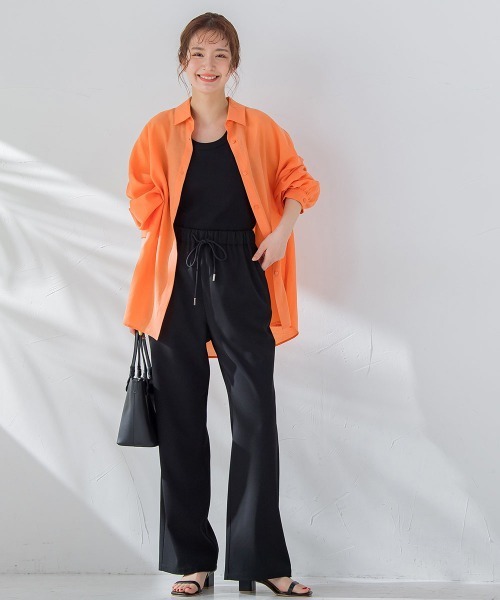 VICKY（ビッキー）の「【ビッキー定番/今季注目トレンドのシアー素材】シアーシャツ《洗濯機で洗える》（シャツ/ブラウス・レディース・グリーン/ブラック/ホワイト/ブルー/オレンジ・M）」の10枚目の写真