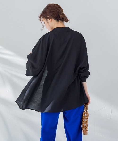 VICKY（ビッキー）の「【ビッキー定番/今季注目トレンドのシアー素材】シアーシャツ《洗濯機で洗える》（シャツ/ブラウス・レディース・グリーン/ブラック/ホワイト/ブルー/オレンジ・M）」の20枚目の写真