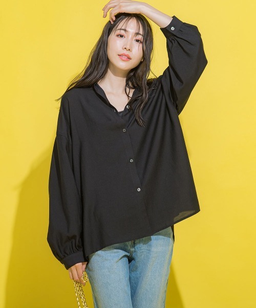 VICKY（ビッキー）の「【ビッキー定番/今季注目トレンドのシアー素材】シアーシャツ《洗濯機で洗える》（シャツ/ブラウス・レディース・グリーン/ブラック/ホワイト/ブルー/オレンジ・M）」の22枚目の写真