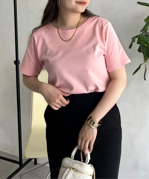 prose verse(プロズヴェール)の「刺繍ロゴコンパクトTシャツ(Tシャツ/カットソー・レディース・オフホワイト/グリーン/ブラック/イエロー/ピンク/ベビーピンク/ブラック系その他・フリ-)」の6枚目の写真