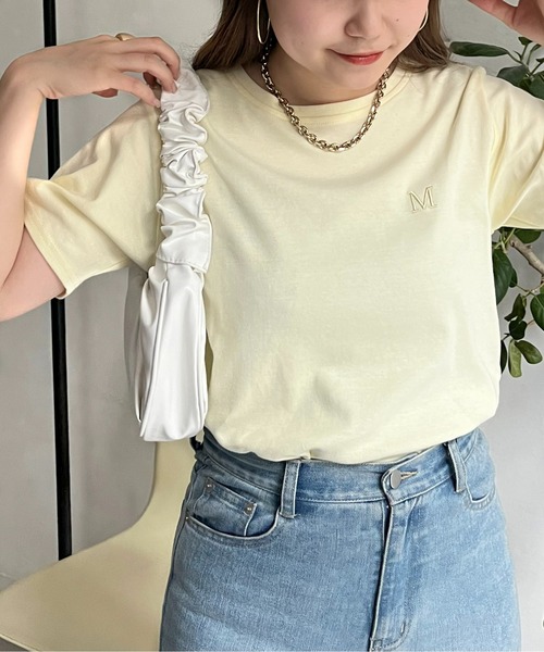 prose verse(プロズヴェール)の「刺繍ロゴコンパクトTシャツ(Tシャツ/カットソー・レディース・オフホワイト/グリーン/ブラック/イエロー/ピンク/ベビーピンク/ブラック系その他・フリ-)」の5枚目の写真