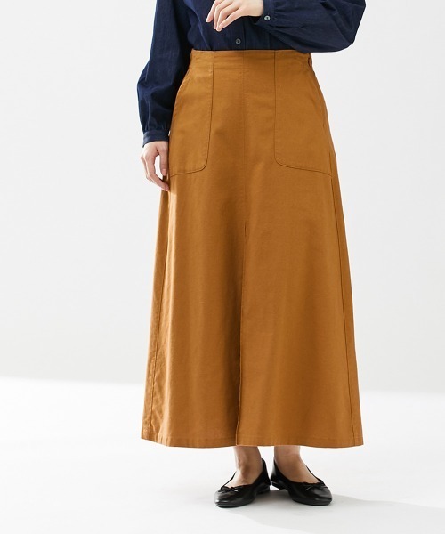 Le temps riche(ルタンリッシュ)の「コットンリネンボックスプリーツベイカースカート <Le temps riche>(スカート・レディース・テラコッタ/ネイビー/カーキ・S/L/LL/M)」の1枚目の写真
