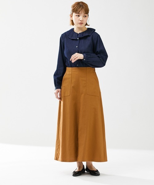 Le temps riche(ルタンリッシュ)の「コットンリネンボックスプリーツベイカースカート <Le temps riche>(スカート・レディース・テラコッタ/ネイビー/カーキ・S/L/LL/M)」の12枚目の写真
