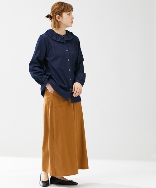 Le temps riche(ルタンリッシュ)の「コットンリネンボックスプリーツベイカースカート <Le temps riche>(スカート・レディース・テラコッタ/ネイビー/カーキ・S/L/LL/M)」の19枚目の写真