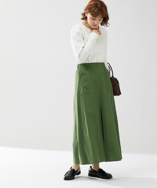 Le temps riche(ルタンリッシュ)の「コットンリネンボックスプリーツベイカースカート <Le temps riche>(スカート・レディース・テラコッタ/ネイビー/カーキ・S/L/LL/M)」の22枚目の写真