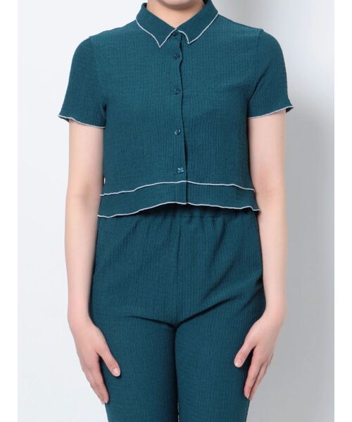 MURUA（ムルーア）の「シャーリングミニトップス（シャツ/ブラウス・レディース・ブラック/ブルー・FREE）」の8枚目の写真