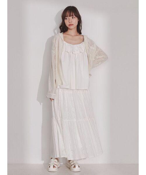 merry jenny（メリージェニー）の「クロシェレースシアーシャツ（シャツ/ブラウス・レディース・オフホワイト/ブラック・FREE）」の9枚目の写真