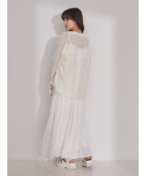 merry jenny（メリージェニー）の「クロシェレースシアーシャツ（シャツ/ブラウス・レディース・オフホワイト/ブラック・FREE）」の4枚目の写真