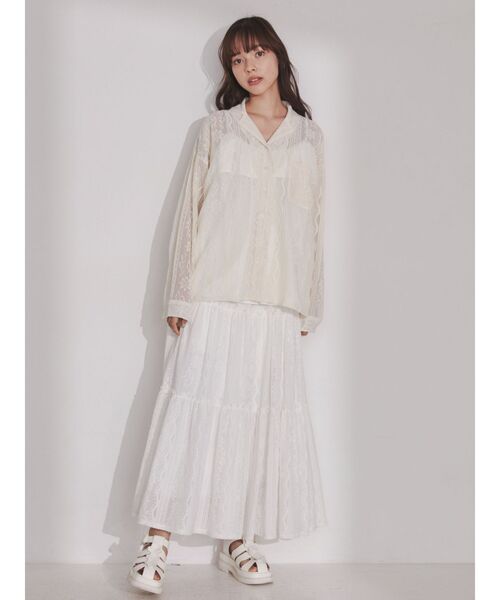 merry jenny（メリージェニー）の「クロシェレースシアーシャツ（シャツ/ブラウス・レディース・オフホワイト/ブラック・FREE）」の11枚目の写真