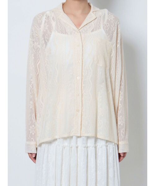 merry jenny（メリージェニー）の「クロシェレースシアーシャツ（シャツ/ブラウス・レディース・オフホワイト/ブラック・FREE）」の20枚目の写真
