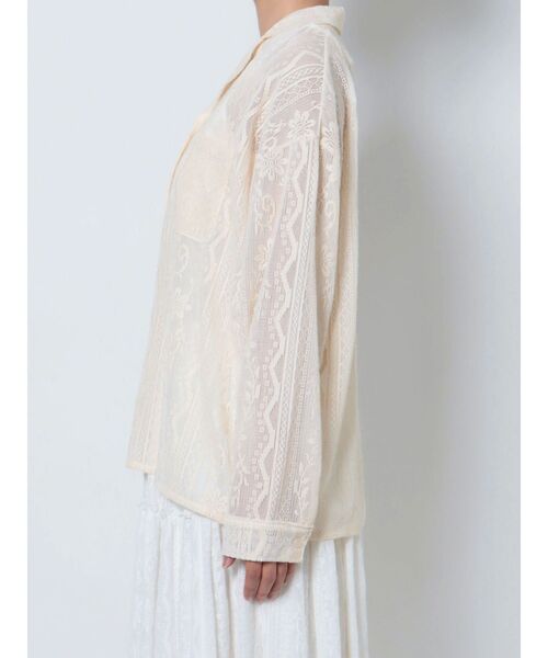 merry jenny（メリージェニー）の「クロシェレースシアーシャツ（シャツ/ブラウス・レディース・オフホワイト/ブラック・FREE）」の21枚目の写真