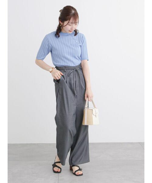 Te chichi TERRASSE（テチチテラス）の「デニムライクストレートパンツ（デニムパンツ・レディース・ネイビー/ブラック/ブルー・ﾌﾘ-）」の17枚目の写真