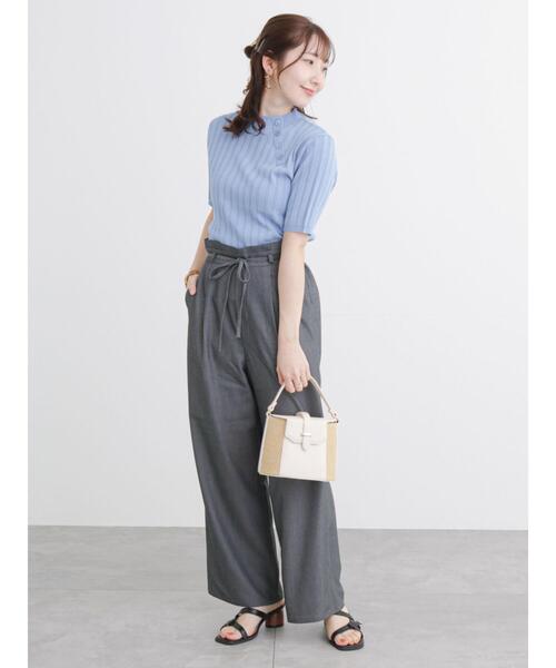 Te chichi TERRASSE（テチチテラス）の「デニムライクストレートパンツ（デニムパンツ・レディース・ネイビー/ブラック/ブルー・ﾌﾘ-）」の18枚目の写真