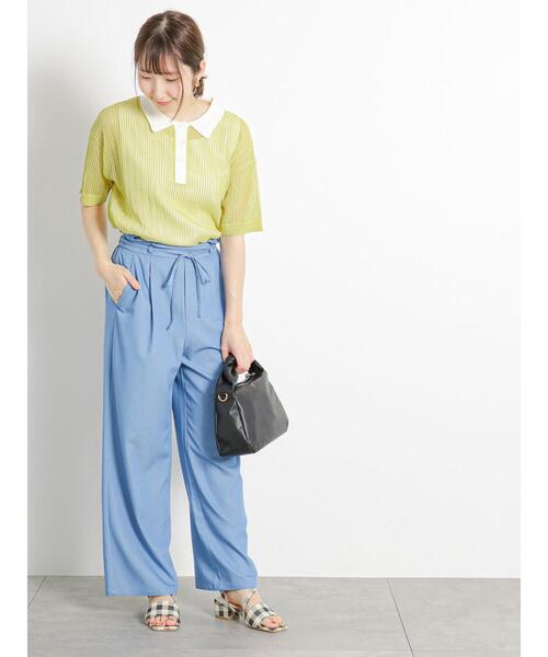 Te chichi TERRASSE（テチチテラス）の「デニムライクストレートパンツ（デニムパンツ・レディース・ネイビー/ブラック/ブルー・ﾌﾘ-）」の19枚目の写真