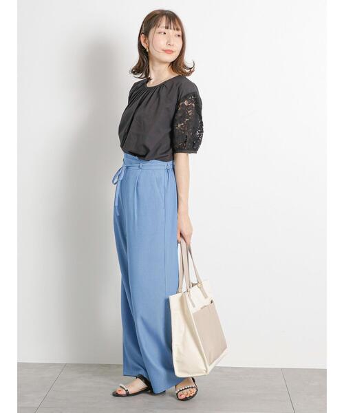 Te chichi TERRASSE（テチチテラス）の「デニムライクストレートパンツ（デニムパンツ・レディース・ネイビー/ブラック/ブルー・ﾌﾘ-）」の22枚目の写真