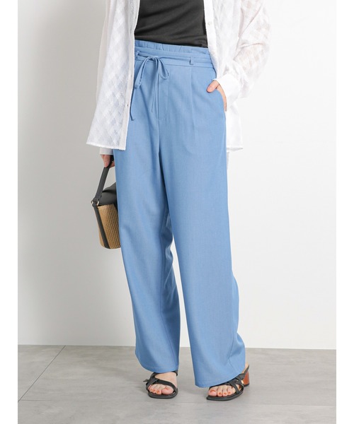 Te chichi TERRASSE（テチチテラス）の「デニムライクストレートパンツ（デニムパンツ・レディース・ネイビー/ブラック/ブルー・ﾌﾘ-）」の3枚目の写真