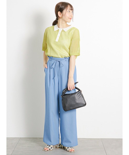 Te chichi TERRASSE（テチチテラス）の「デニムライクストレートパンツ（デニムパンツ・レディース・ネイビー/ブラック/ブルー・ﾌﾘ-）」の5枚目の写真