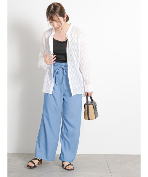 Te chichi TERRASSE（テチチテラス）の「デニムライクストレートパンツ（デニムパンツ・レディース・ネイビー/ブラック/ブルー・ﾌﾘ-）」の10枚目の写真