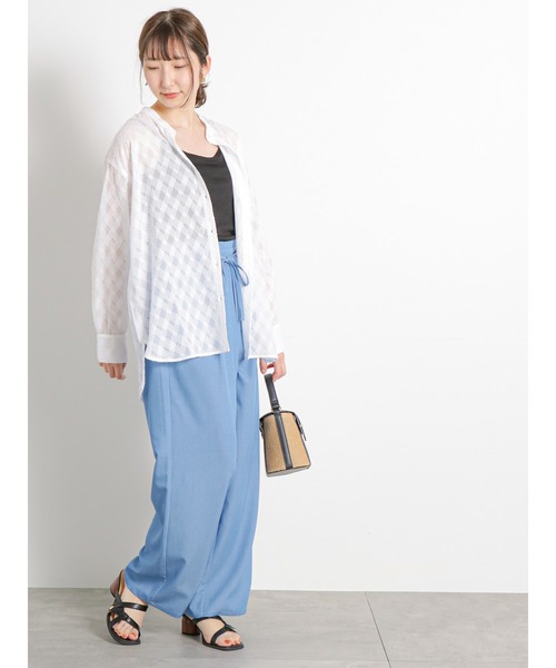 Te chichi TERRASSE（テチチテラス）の「デニムライクストレートパンツ（デニムパンツ・レディース・ネイビー/ブラック/ブルー・ﾌﾘ-）」の11枚目の写真