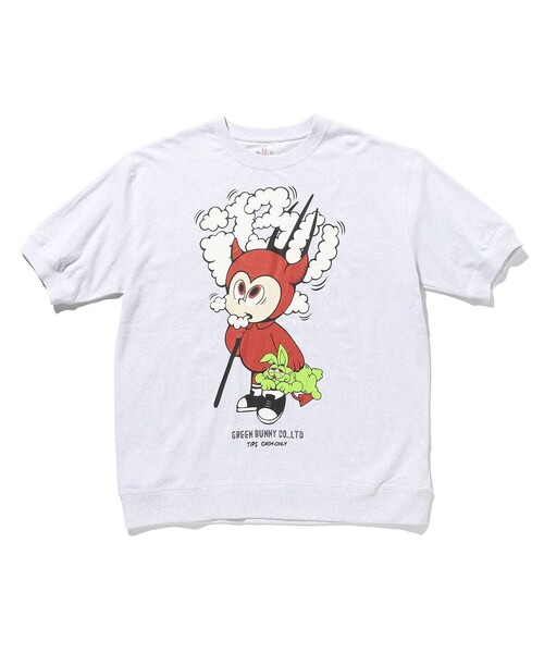 FREAK'S STORE（フリークスストア）の「GREEN BUNNY/グリーンバニー IBU/スペシャルTEE/プリント リブカットソー（Tシャツ/カットソー・メンズ・ホワイト/グリーン/グレー・MEDIUM/X-LARGE/LARGE）」の2枚目の写真