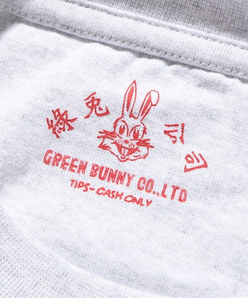 FREAK'S STORE（フリークスストア）の「GREEN BUNNY/グリーンバニー IBU/スペシャルTEE/プリント リブカットソー（Tシャツ/カットソー・メンズ・ホワイト/グリーン/グレー・MEDIUM/X-LARGE/LARGE）」の9枚目の写真