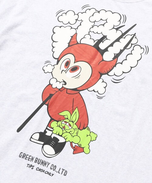 FREAK'S STORE（フリークスストア）の「GREEN BUNNY/グリーンバニー IBU/スペシャルTEE/プリント リブカットソー（Tシャツ/カットソー・メンズ・ホワイト/グリーン/グレー・MEDIUM/X-LARGE/LARGE）」の11枚目の写真