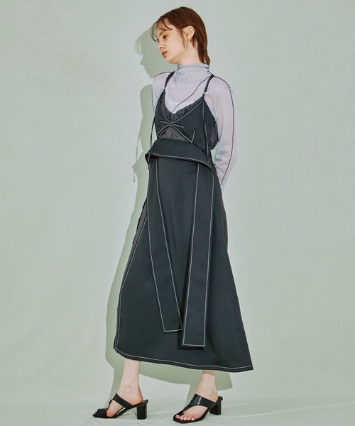 PUBLIC TOKYO（パブリックトウキョウ）の「【岐阜県産】フローライン2WAYキャミワンピース（ワンピース・レディース・ブラック/アイボリー・FREE）」の18枚目の写真