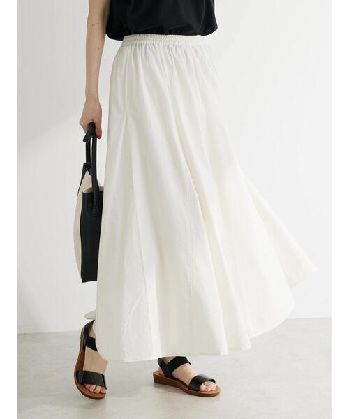 Green　Parks（グリーンパークス）の「I　切替ギャザーロングスカート（スカート・レディース・ブルー/オフホワイト/ストライプ/ブラック/ピンク・FREE）」の6枚目の写真