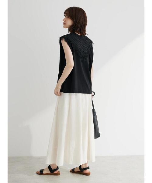 Green　Parks（グリーンパークス）の「I　切替ギャザーロングスカート（スカート・レディース・ブルー/オフホワイト/ストライプ/ブラック/ピンク・FREE）」の16枚目の写真