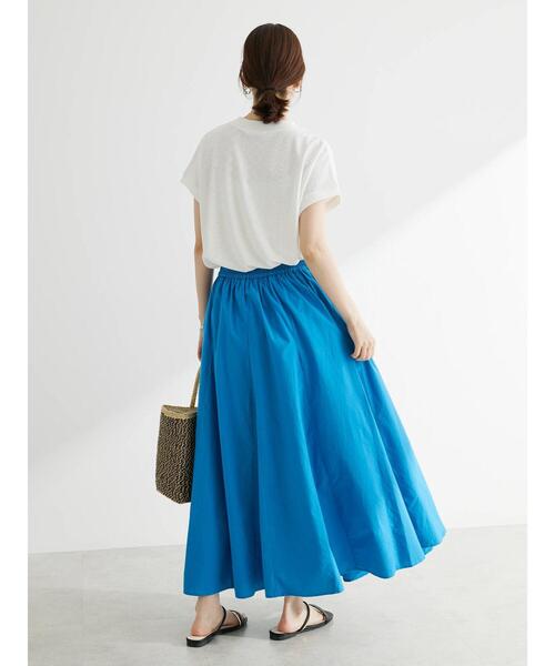 Green　Parks（グリーンパークス）の「I　切替ギャザーロングスカート（スカート・レディース・ブルー/オフホワイト/ストライプ/ブラック/ピンク・FREE）」の20枚目の写真