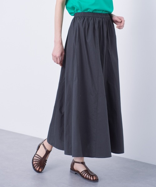 Green　Parks（グリーンパークス）の「I　切替ギャザーロングスカート（スカート・レディース・ブルー/オフホワイト/ストライプ/ブラック/ピンク・FREE）」の3枚目の写真