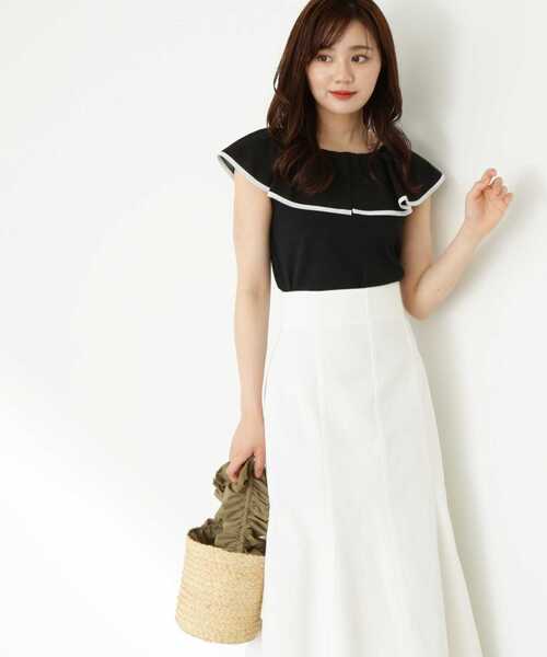PROPORTION BODY DRESSING（プロポーションボディドレッシング）の「フレアカラーカットトップス / 1213260601（Tシャツ/カットソー・レディース・ブラック/ホワイト・FREE）」の10枚目の写真
