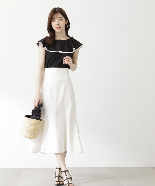 PROPORTION BODY DRESSING（プロポーションボディドレッシング）の「フレアカラーカットトップス / 1213260601（Tシャツ/カットソー・レディース・ブラック/ホワイト・FREE）」の4枚目の写真