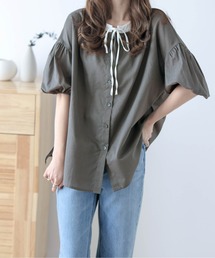 バイカラー」に該当するシャツ/ブラウス（リボン）ファッション