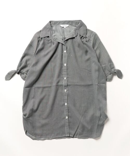 m.f.editorial（エムエフエディトリアル）の「m.f.エディトリアル レディース 前開き 半袖シャツチュニック（シャツ/ブラウス・レディース・ネイビー/ボルドー・LARGE/MEDIUM）」の3枚目の写真