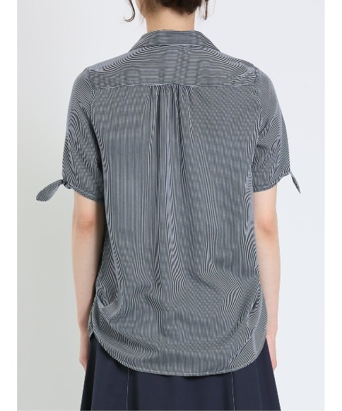 m.f.editorial（エムエフエディトリアル）の「m.f.エディトリアル レディース 前開き 半袖シャツチュニック（シャツ/ブラウス・レディース・ネイビー/ボルドー・LARGE/MEDIUM）」の6枚目の写真