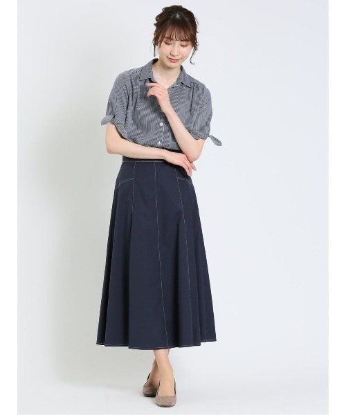 m.f.editorial（エムエフエディトリアル）の「m.f.エディトリアル レディース 前開き 半袖シャツチュニック（シャツ/ブラウス・レディース・ネイビー/ボルドー・LARGE/MEDIUM）」の13枚目の写真