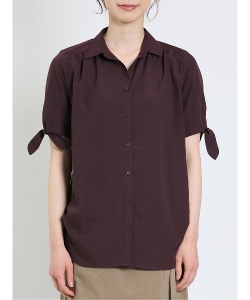 m.f.editorial（エムエフエディトリアル）の「m.f.エディトリアル レディース 前開き 半袖シャツチュニック（シャツ/ブラウス・レディース・ネイビー/ボルドー・LARGE/MEDIUM）」の15枚目の写真