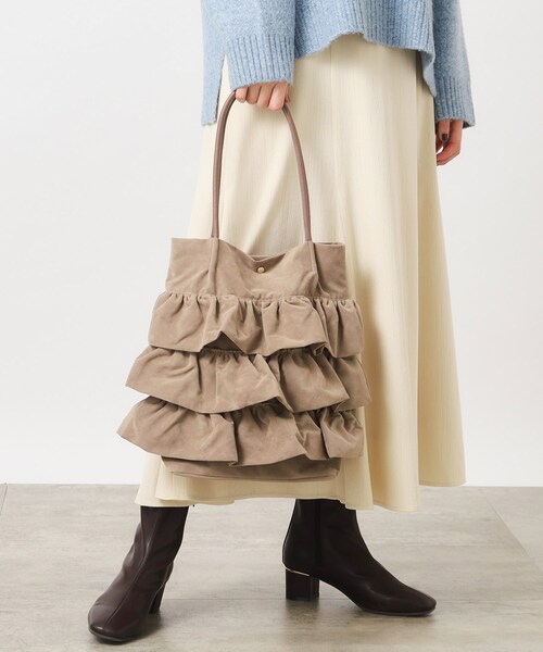 grove（グローブ）の「◆【A4収納可】ティアードタックトート（トートバッグ・レディース・アイボリー/ブラック/カーキ/ダークグレー/グレー系その他4/ベージュ系その他6/ブラウン系その他5・00）」の5枚目の写真