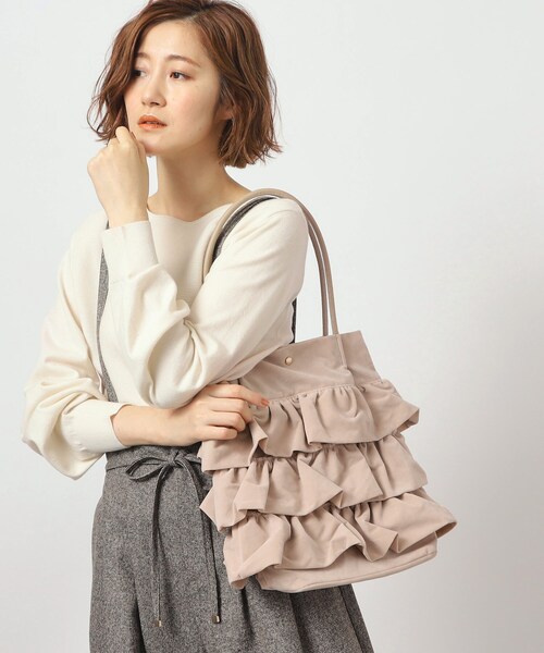 grove（グローブ）の「◆【A4収納可】ティアードタックトート（トートバッグ・レディース・アイボリー/ブラック/カーキ/ダークグレー/グレー系その他4/ベージュ系その他6/ブラウン系その他5・00）」の6枚目の写真