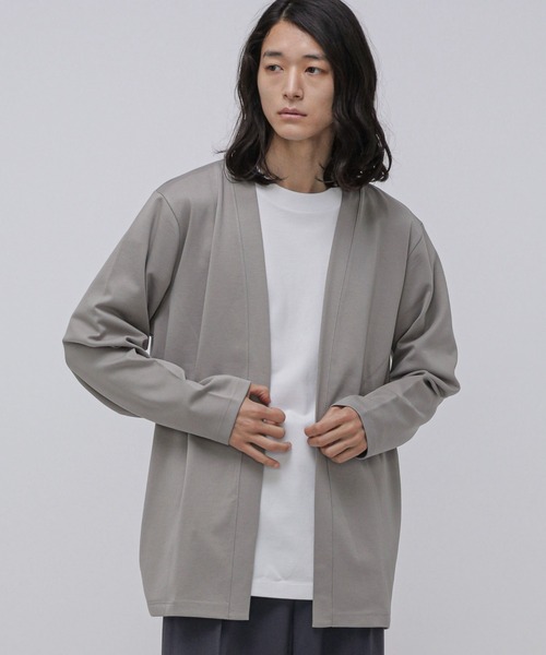 NANO universe（ナノユニバース）の「ダブルジャージー着流しカーディガン（カーディガン/ボレロ・メンズ・ブラック/ネイビー/グリーン/スミクロ/ライトグレー/モカ・L/S/M）」の7枚目の写真