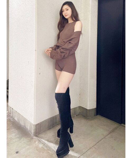 GYDA（ジェイダ）の「アームギャザーニットロンパース（つなぎ/オールインワン・レディース・ブラウン/ブラック/ピンク・FREE）」の15枚目の写真