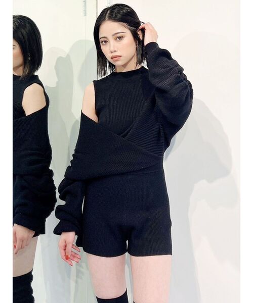 GYDA（ジェイダ）の「アームギャザーニットロンパース（つなぎ/オールインワン・レディース・ブラウン/ブラック/ピンク・FREE）」の19枚目の写真