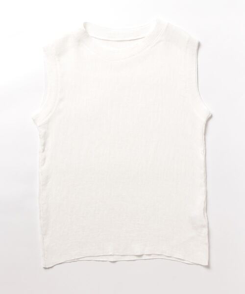 Q（キュー）の「リンクルノースリーブ（Tシャツ/カットソー・レディース・ホワイト/チャコールグレー・MEDIUM）」の4枚目の写真