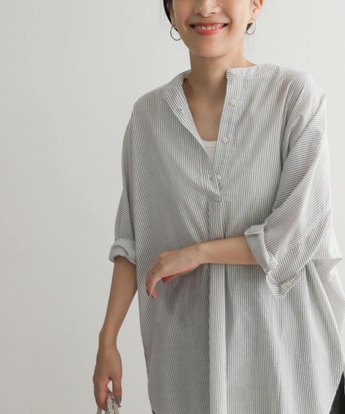 URBAN RESEARCH DOORS（アーバンリサーチドアーズ）の「ストライプドルマンシャツ（シャツ/ブラウス・レディース・グリーン系その他/ブルー系その他/アイボリー・MEDIUM）」の21枚目の写真